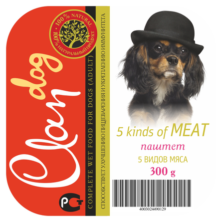 Clan Dog Паштет для взрослых собак всех пород (5 видов мяса) – интернет-магазин Ле’Муррр